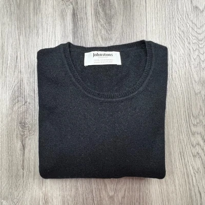 Suéter de cachemir cuello redondo Johnstons Of Elgin para hombre talla 40”/102 cm negro Foto 1 de 4