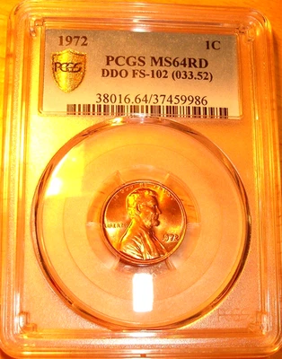 1972 Doubled Die Obverse # 2 (FS-102) Lincoln Cent-PCGS MS-64RED- 9986 FREE SHIP - Image 1 of 4