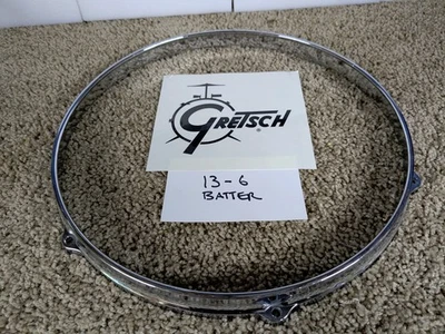 Gretsch USA Snare Drum Hoop 13" 6 Hole Batter Side Chrome Die Cast NOS - Image 1 of 3