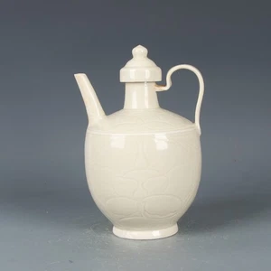 Chinese Song Dynasty Dingyao Carved Wine Pot - White Glazed Ceramic Ewer - Picture 1 of 11