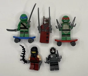5 TMNT Lego Mini Figures Splinter Raphael Leonardo Foot Soldier Skateboards - Picture 1 of 8