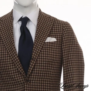 #1 MENSWEAR Ring Jacket Japan 100% CASHMERE Di Pray Gun Check Flannel Jacket 50 - Picture 1 of 10