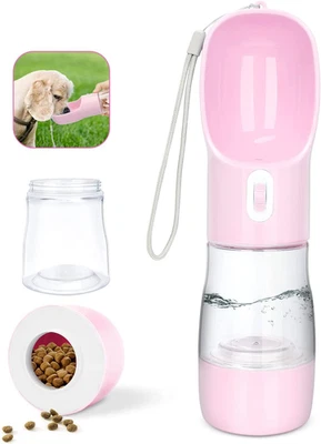 Garrafa de água portátil para cães à prova de vazamento para animais de estimação dispensador de água para cães e fo - Imagem 1 de 4