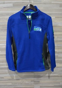 Seattle Seahawks blue throwback vintage marks zipper pullover jacket nwt size S - Picture 1 of 5