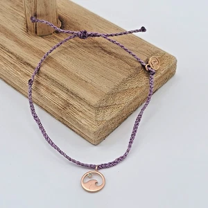 Pura Vida Bitty Braided Bracelet – Lavender with Rose Gold Diamond Wave Charm - Picture 1 of 6