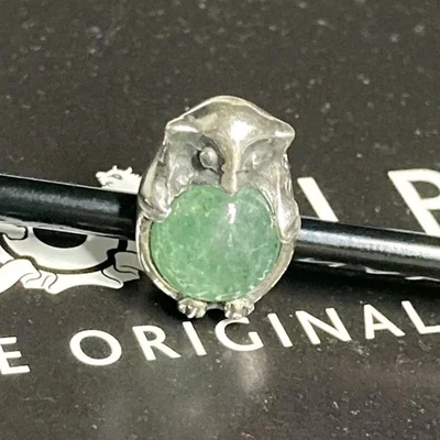 Trollbeads Búho Guardián del Bosque Difícil de Encontrar Cuentas de Evento Raro - Aventurina Verde Foto 1 de 4