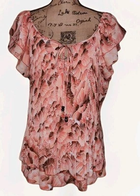 Signature by Larry Levine - Túnica coral floral acordeón plisado en capas talla 3X Foto 1 de 4