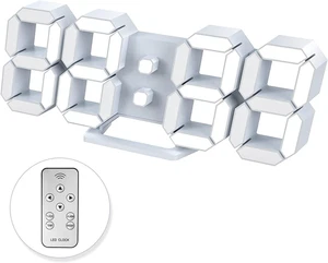 Led Digital Alarm, 3D Wall Clock Desk Auto Dimming 12/24 Hour Date Temperatur... - Picture 1 of 1