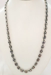 Men's Stainless Steel 8mm Silver Puffed Mariner Link Chain Necklace 22" L - Picture 1 of 8