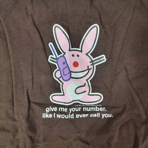 It's Happy Bunny Juniors Women's Vintage Brown T Tee Shirt SMALL NOS New phone - Picture 1 of 3