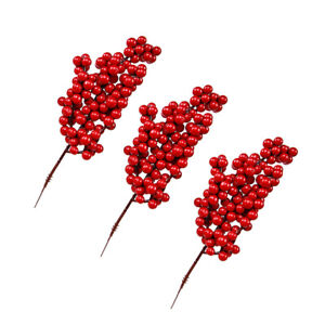  3 Pcs Christmas Holly Berries Holiday Red Berry Artificial Household