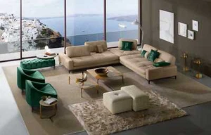 Leder L-Form Luxus Sofas Sofas Ecke Ecksofa Couch Italienische Möbel Prianera - Bild 1 von 12
