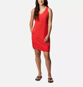 Vestido COLUMBIA Para Mujer Rojo Brillante Sin Mangas Cualquier Momento Informal III Acanalado Talla Grande - Imagen 1 de 11