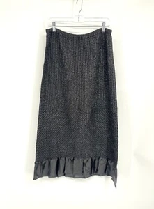 Maxi Falda Vintage Sue Wong Arrugada Y2K Años 90 Negra Elástica Volantes Pliegues Talla M - Imagen 1 de 7