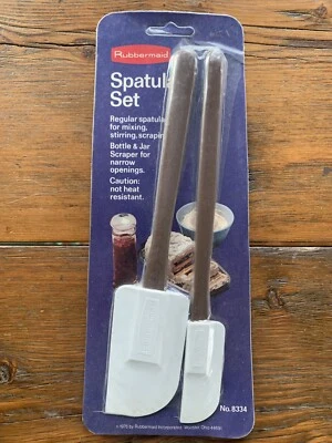 Vintage SEALED 1976 Rubbermaid Scraper Brown Spatula SET OF 2 8334 NOS - Image 1 of 3