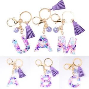 Key Chain Pendant English Capital Stone Key New Crystal Glue Tasse Girl - Picture 1 of 50