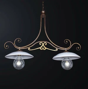 Barbell Klassisch Schmiedeeisen Und Keramik A 2 Lichter Bga 3282/b2 - Picture 1 of 2