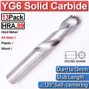 Tungsten Solid Carbide Stub Length Twist Drills YG6 Short Carbide Drill Bit - Picture 1 of 21