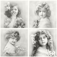 3 Servietten ~ Mädchen mit Blumen Nostalgie Sagen Vintage Design