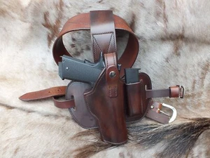 Drop Thigh Holster With Extra Clip Pouch Revolver Belt - Picture 1 of 9