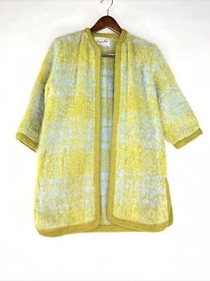 Vintage  Mohair Pastel Multicolor 3/4 Sleeve Open Front Long Sweater - Image 1 of 4