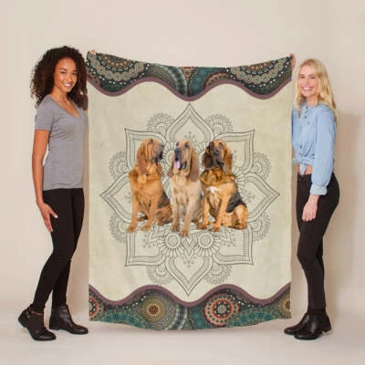 Funny Bloodhound Dog Mandala Floral Art Blanket Christmas Gift For Dogs Lover - Image 1 of 4