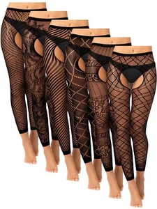 6 Pair Fishnet Stockings for Women Black Footless Thigh High Stockings Plus S... - Picture 1 of 6