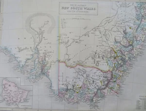 New South Wales Australia Lake Torrens Hook Shape Gold 1853 Hughes scarce map - Picture 1 of 5