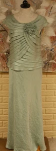 EUC GORGEOUS JESSICA HOWARD SEAFOAM GREEN COLOR SZ 14P TIERED LINED MAXI DRESS - Picture 1 of 10