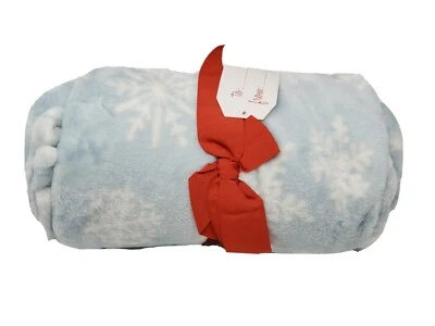 Blue Velvet Touch Plush Throw Blanket 50 X 70" Winter Soft Polyester Snowflakes - Image 1 of 4