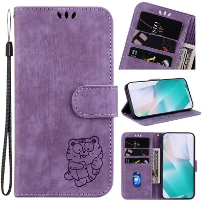 Flip Magnetic Tiger Leather Stand Wallet Shockproof Phone Case For Various Cover - Image 1 of 4
