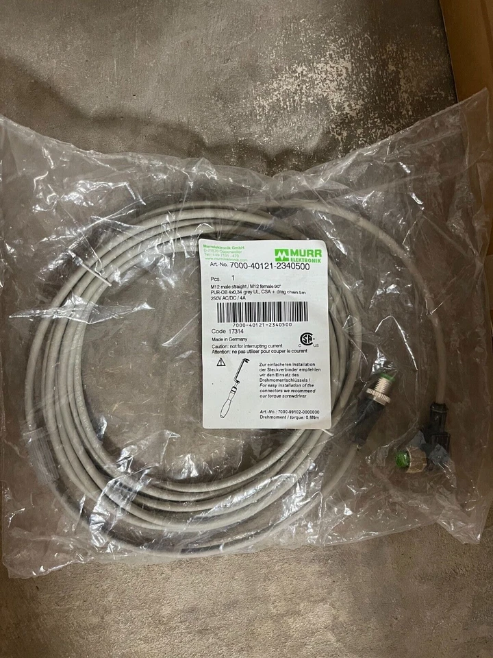 1 PC Murr 7000-40121-2340500 M12 male straight / M12 female 90° PUR-OB 4x0,34 - Image 1 of 1