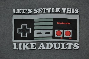 t-shirt medium nintendo game system settle this like adults 20 inches pit 2 pit - Picture 1 of 3
