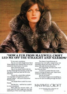 1977 Maxwell Croft coat vintage fashion fur 1-page MAGAZINE AD - Imagen 1 de 1