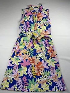 Vestido Dolly J McLaughlin Sin Mangas XL Azul Multi Hibisco Catalina Tela Nuevo con Etiquetas - Imagen 1 de 14