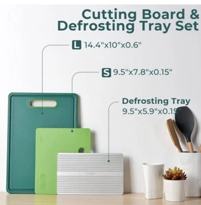Gripmax Kitchen Cutting Board W/Defrosting Tray Juice Grooves SET OF 3 Linoroso - Picture 1 of 12