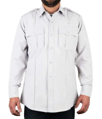 Polyester 4 Pocket Hidden Zipper Uniform Shirt - Long Sleeve - Image 1 of 4