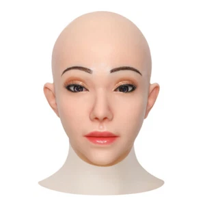 Realistic Silicone Female Face Mask Crossdresser Head Mask For women For Cosplay - Picture 1 of 9