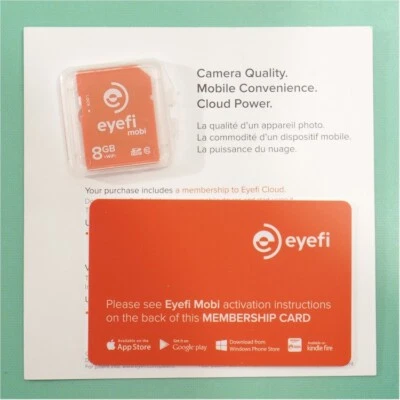 eye-fi mobi 8GB SDHC SD Memory Card WiFi Class 10 *AUTO TRANSFER PICTURES/VIDEOS - Image 1 of 4