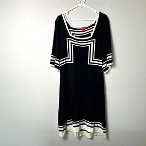 Signature By Sangria Sweater Dress Black White Size XL Knee Length Pullover - Picture 1 of 10