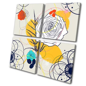 Abstract Floral Colourful MULTI CANVAS WALL ART Picture Print VA - Picture 1 of 1