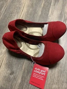 Dexflex Comfort Women's Red Claire Scrunch Ballet Flats Shoes Size 6 Foldable - Picture 1 of 4