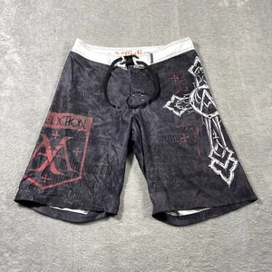 Bañador Affliction Board Shorts Blanco Acentos Rojo Lámina Gótico Tribal 32 Y2k - Imagen 1 de 13