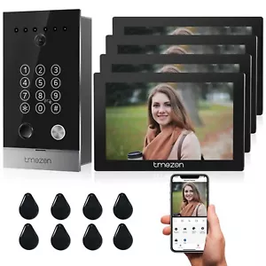 TMEZON HD WLAN Video Türsprechanlage Klingel 4x 7'' Touch Monitor RFID&Passwort - Bild 1 von 21