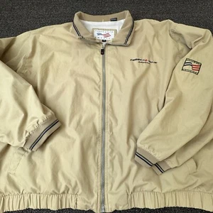 Vintage Perry Ellis America Jacket Mens XL Tan Bomber Style Coat Full Zip Snap - Picture 1 of 12