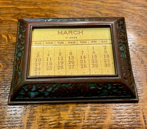 ANTIQUE TIFFANY STUDIOS NY#930 GRAPEVINE PERPETUAL CALENDAR FRAME: GREEN GLASS - Picture 1 of 15