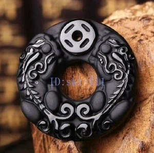PiXiu Grade A Black Obsidian Jade Pendant Necklace Blessing Jewelry energy 100% - Picture 1 of 6