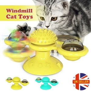 Interactive Turntable Windmill Spin LED Glow Ball Catnip Lighting Kitten Cat Toy - Picture 1 of 24