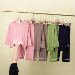 2pcs Unisex Kid Pyjama Set Top Pants Nightwear Loungewear Sleeping Casual Indoor - Picture 1 of 22