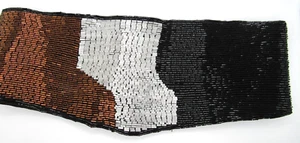 Art Deco Bead & Sequin Belt, Black,copper,white, 32", 4.5" at center adjustable - Picture 1 of 7